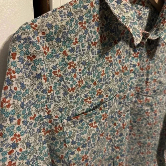 Lands’ End Women’s Floral Cotton/Linen Blend Half Button Down Long Sleeve Size M - Picture 4 of 14